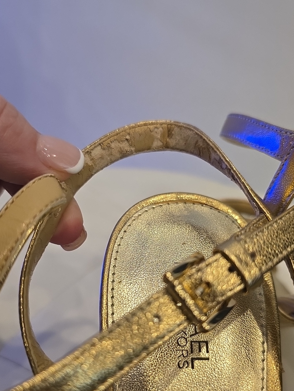 Michael KORS Nantucket Metallic Rose Silver Gold Strappy High Heel Sandals 9 - Picture 5 of 6